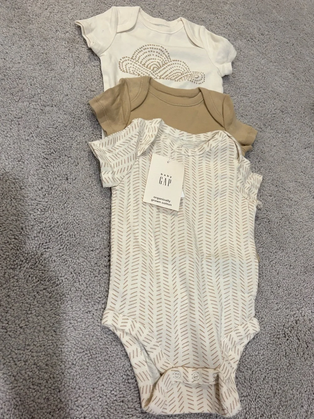 GAP Neutral Tones Baby One-Piece 3-Pack - Cream, Tan, Off-White